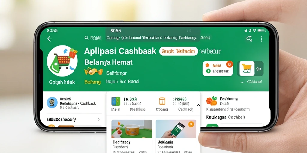 Tampilan aplikasi 8055 dengan fitur Cashback yang menarik.