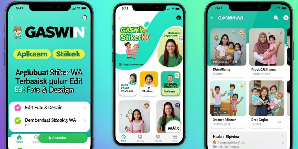 Antarmuka aplikasi GASWIN untuk pembuatan stiker yang intuitif dan menarik.