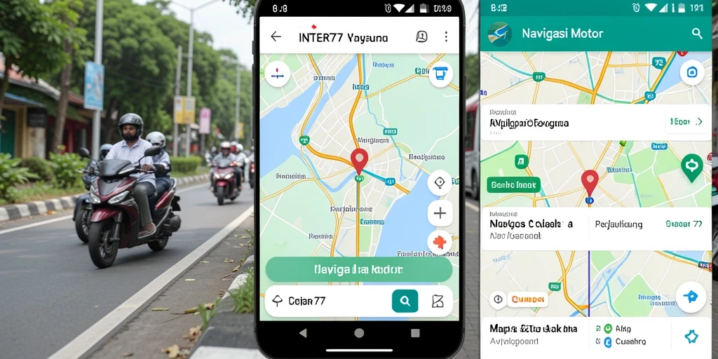 Tampilan antarmuka INTER77 saat memberikan petunjuk navigasi motor.