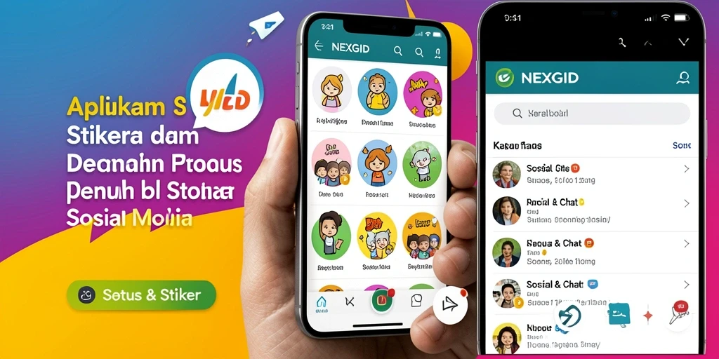 Antarmuka pengguna NEXGID menampilkan beragam stiker colorful.