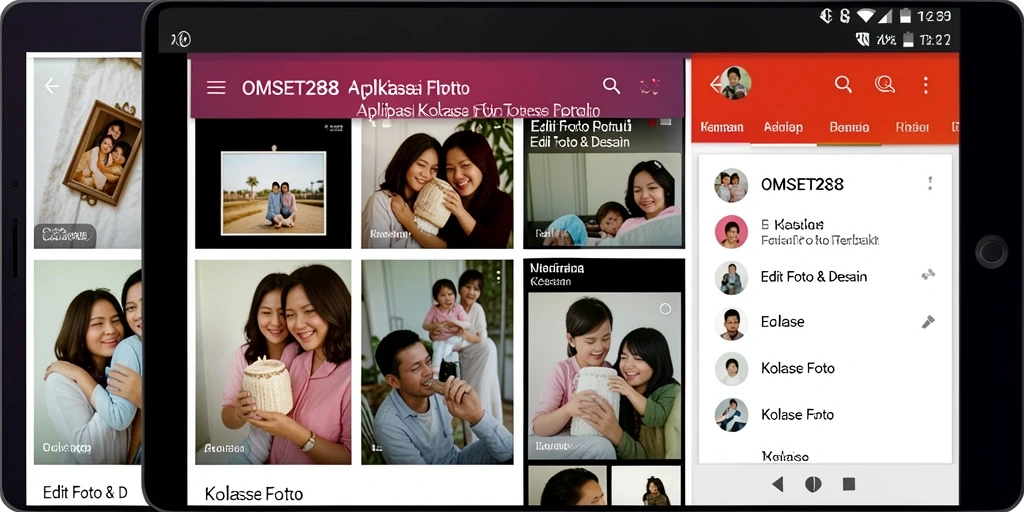 Antarmuka OMSET288 menampilkan fitur kolase foto yang mudah digunakan dan menarik.