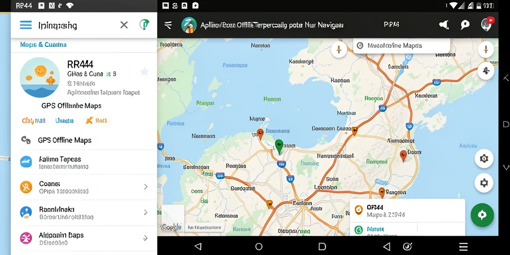 Antarmuka intuitif dan peta detail RR44 untuk navigasi offline.