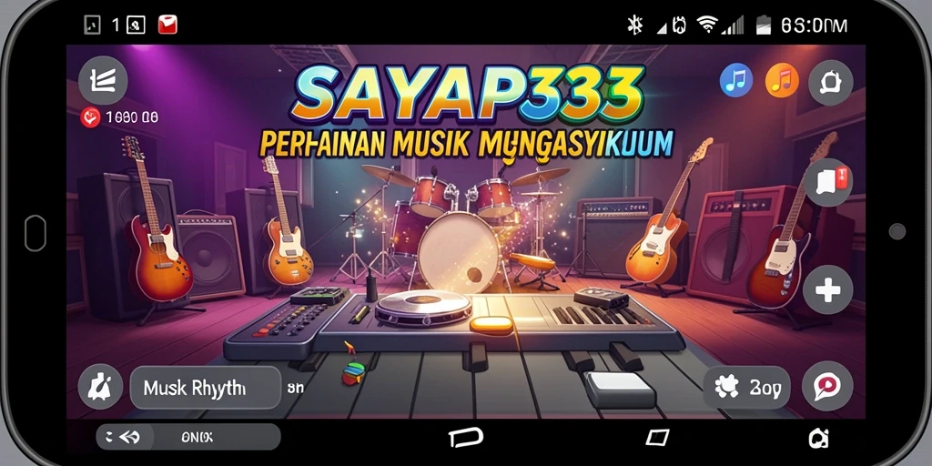 Tampilan antarmuka permainan Musik Rhythm yang interaktif dan menarik.